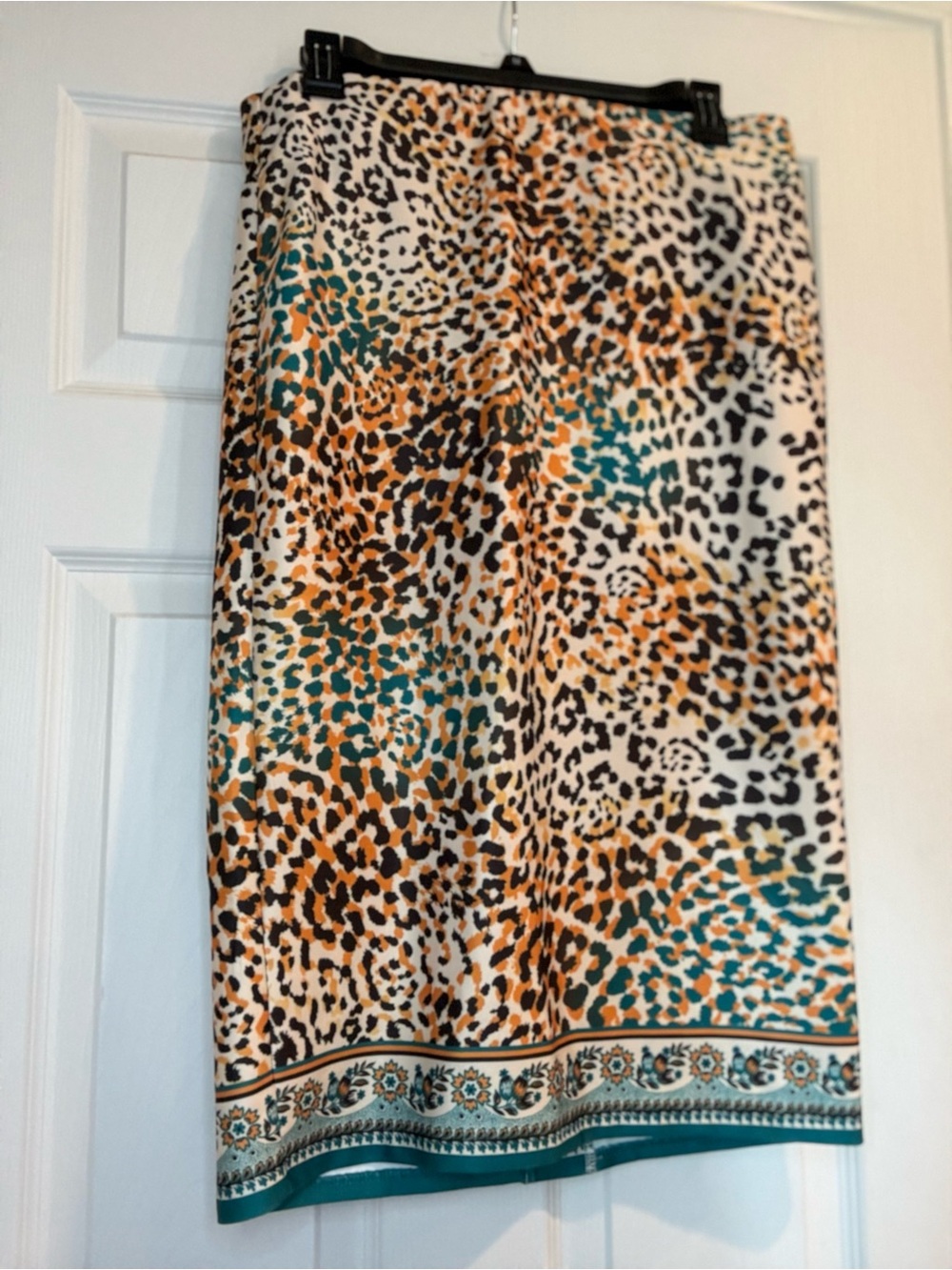 ECI New York Multicolor Leopard Print Skirt - Black, Tan, Teal
